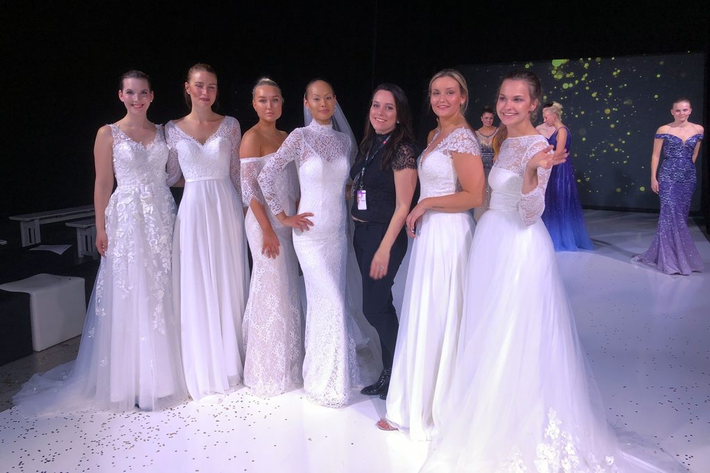 Helena Grandby with models at Nordic Bridal Show